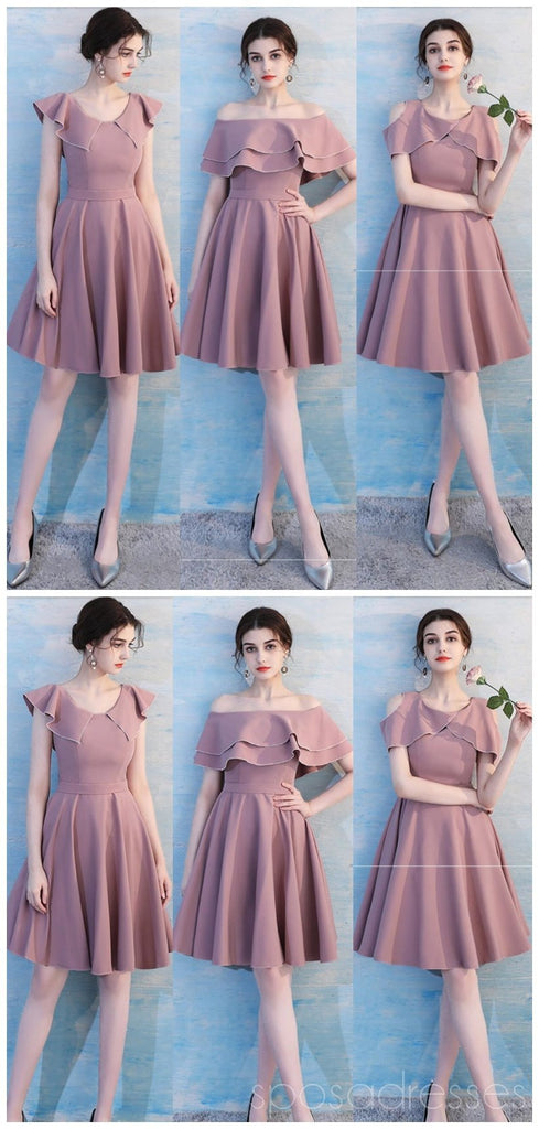 Dusty Pink Short Mismatched Simple Cheap Bridesmaid Dresses Online, WG510