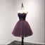 Strapless Purple Lace Homecoming Prom Dresses, Affordable Short Party Corset Back Prom Dresses, Perfect Homecoming Dresses, CM218