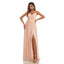 Pink A-line Spaghetti Straps V-neck Side Slit Cheap Long Bridesmaid Dresses,WG1611