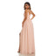 Pink A-line Spaghetti Straps V-neck Side Slit Cheap Long Bridesmaid Dresses,WG1611