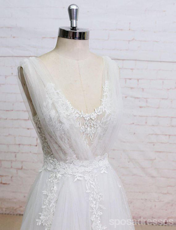 V Neck Sexy See Through Unique Lace Cheap Dresses For Wedding, WD396