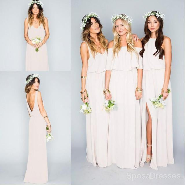 "Pretty Young Junior Mint Mismatched Different Styles Side Split Chiffon Cheap Long Bridesmaid Dresses, WG197"