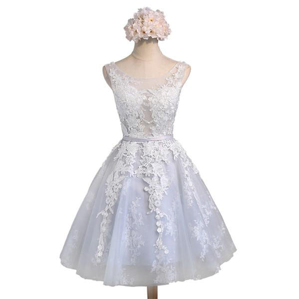 Ver Através de Vestidos de Baile de Boas-Vindas Grey Lace, Vestidos de Baile de Festas Curtas Afordáveis, Vestidos de Boas-Vindas Perfeitas, CM285