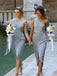 One Shoulder Grey Short Bridesmaid Dresses Online, Cheap Bridesmaids Dresses, WG739