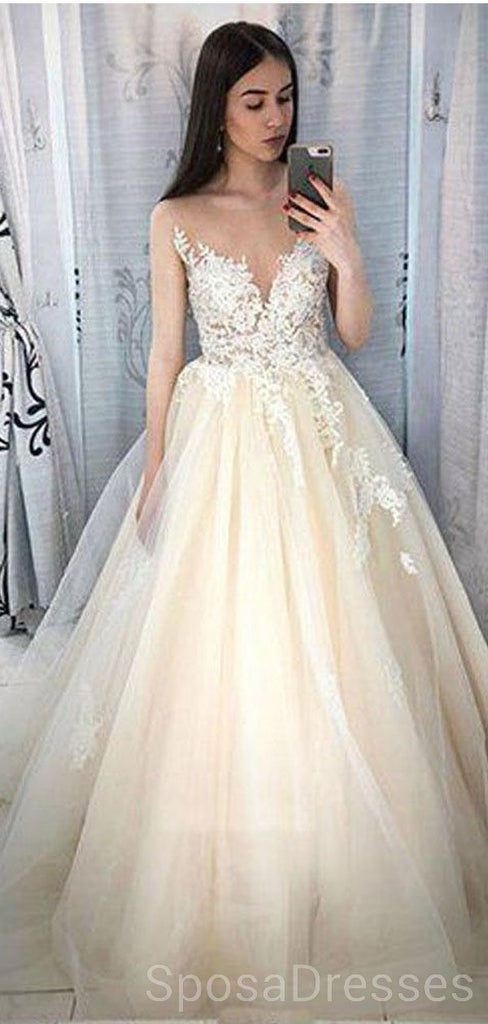 Cap Sleeves Jewel A-line Lace Long Evening Prom Dresses, Cheap Custom Sweet 16 Dresses, 18471