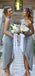 One Shoulder Grey Short Bridesmaid Dresses Online, Cheap Bridesmaids Dresses, WG739