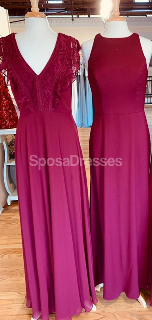 Mismatched Hot Red Chiffon Long Bridesmaid Dresses Online, Cheap Dresses, WG694