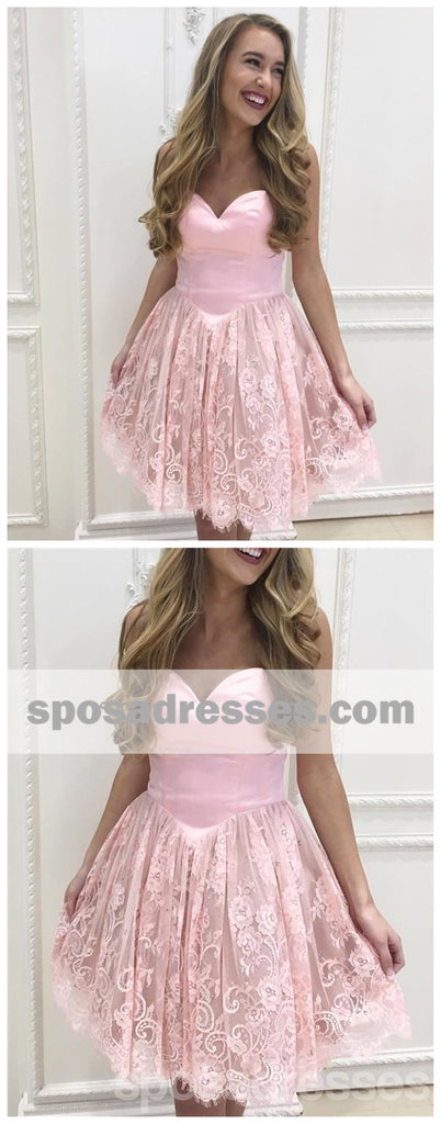 Personnalisé Sweetheart Court Rose Dentelle Homecoming Robes 2018, CM522