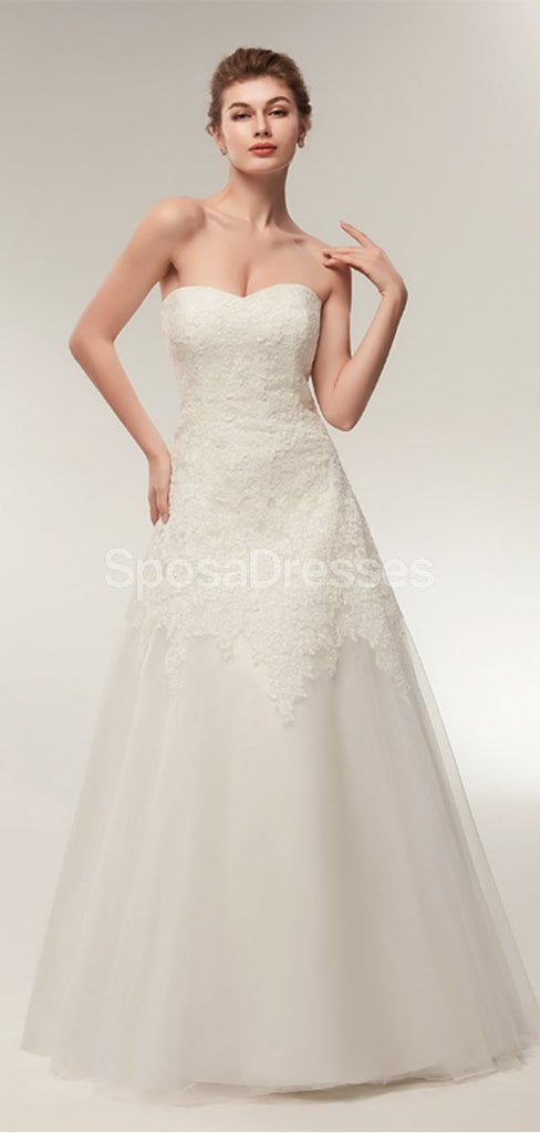 Sweetheart Lace A-line Cheap Wedding Dresses Online, Unique Bridal Dresses, WD566