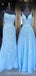 Sexy Blue Lace frisado barato Evening Prom Dresses, Evening Party Prom Dresses, 12202