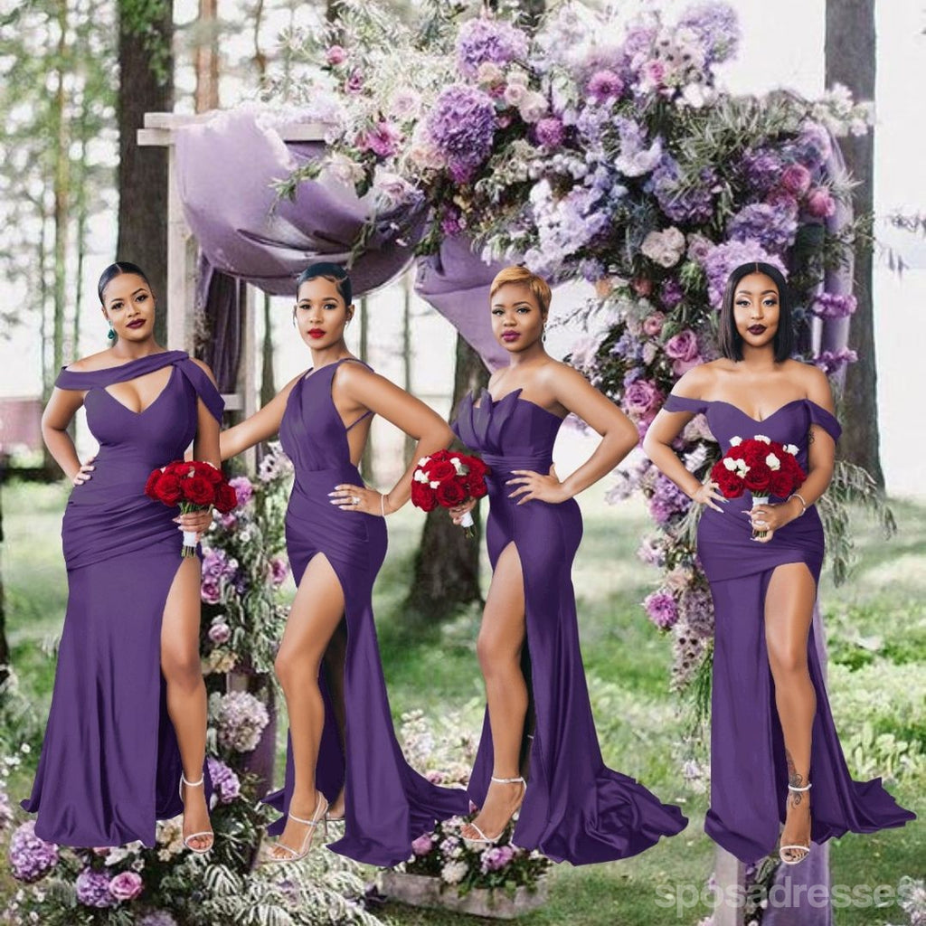 Mismatched Plum Mermaid Sexy Satin Bridesmaid Dresses Online, WG1270