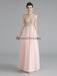 V Neck Chiffon Heavily Beaded Pink Evening Prom Dresses, Evening Party Prom Dresses, 12122