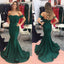 Sexy Mermaid Emerald Green Off Shoulder Backless Bridesmaid Dresses Gown Online,WG1105