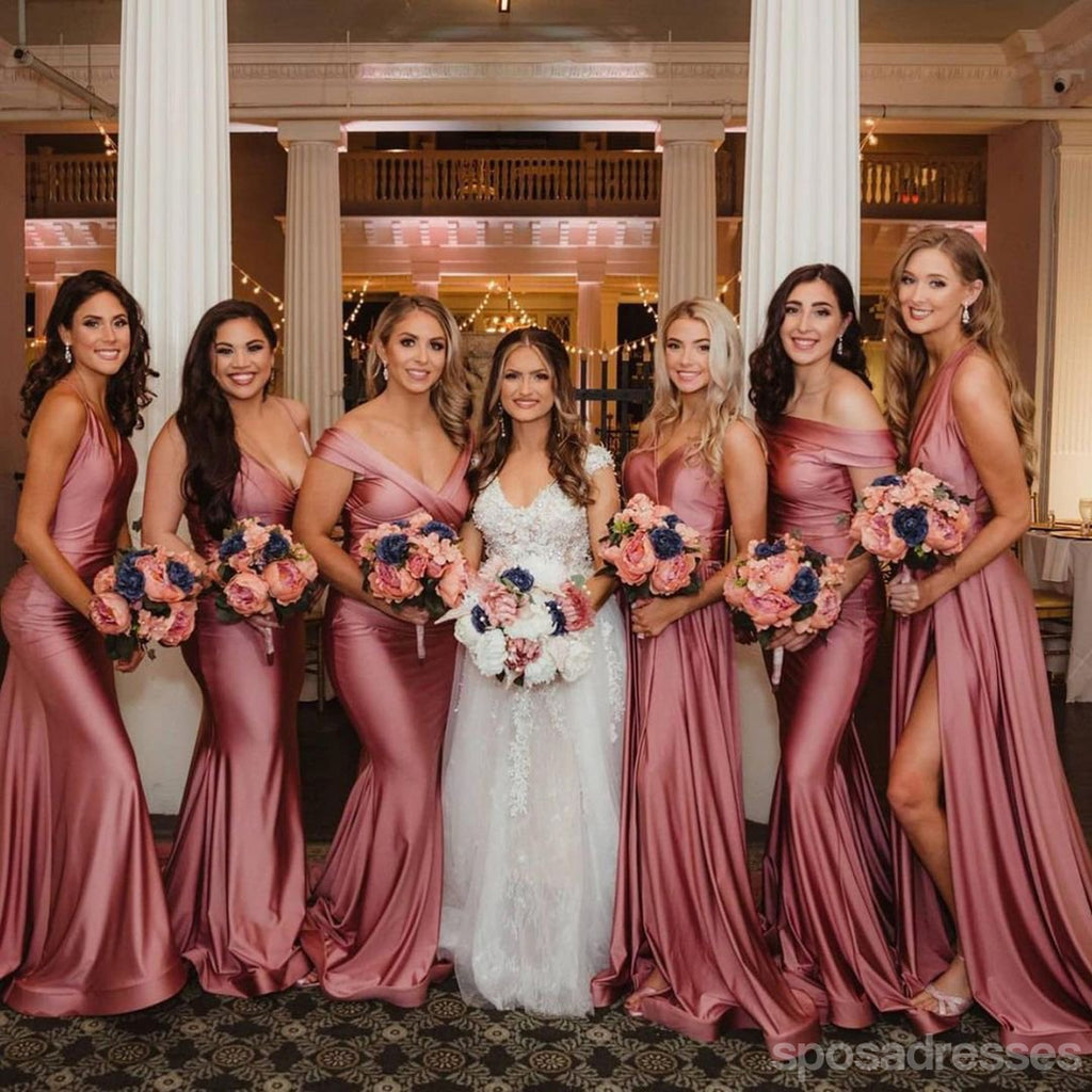 Mismatched Mermaid Dusty Rose Long Bridesmaid Dresses Gown Online,WG1119