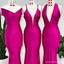 Mismatched Hot Pink Mermaid Sleeveless Long Bridesmaid Dresses Gown Online,WG1115