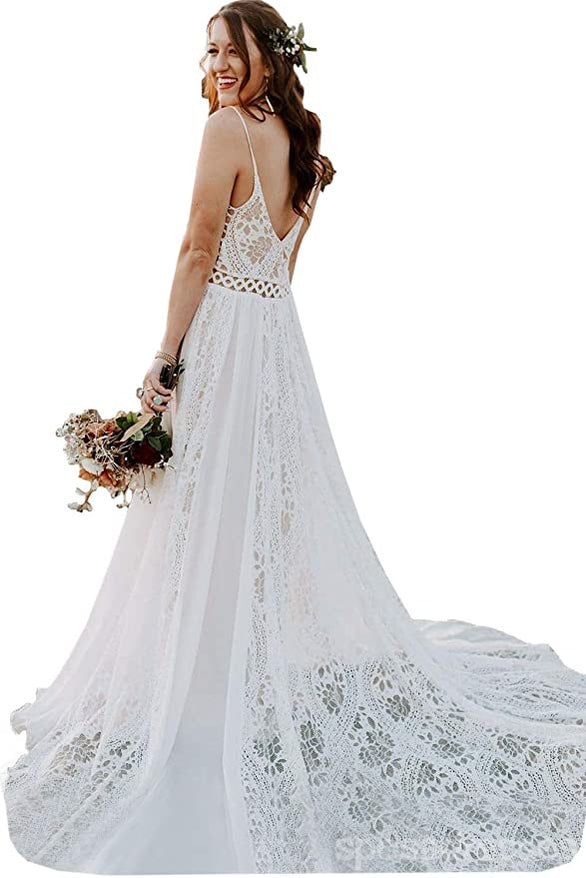 Popular Lace Cheap Boho Wedding Dresses Online, Popular Bridal Dress, WD676