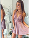 Cross Back Casual Dust Pink Short Homecoming Vestidos Online, Vestidos de Baile curtos baratos, CM837