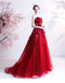 Sweetheart Red Ruffle A-line Long Evening Party Prom Dresses, Dance Dresses,12523