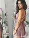 Cross Back Casual Dust Pink Short Homecoming Vestidos Online, Vestidos de Baile curtos baratos, CM837