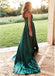 Emerald Green Side Slit Langen Abend Prom Kleider, Billige Benutzerdefinierte Party Prom Kleider, 18580