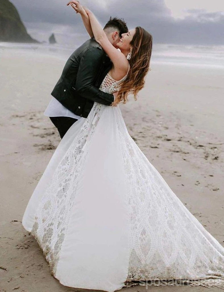 Popular Lace Cheap Boho Wedding Dresses Online, Popular Bridal Dress, WD676