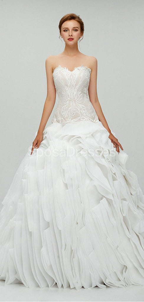 Sweetheart Ball Gown Organza Long Wedding Dresses Online, Cheap Bridal Dresses, WD550