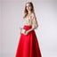 1/2 Long Sleeves High Neck Red Skirt Sequin Top Evening Prom Dresses, Evening Party Prom Dresses, 12116