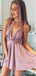 Cross Back Casual Dust Pink Short Homecoming Vestidos Online, Vestidos de Baile curtos baratos, CM837