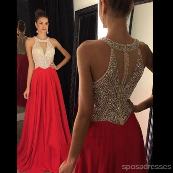 Vestidos de fiesta rojos, vestido de fiesta halter, vestido de fiesta sirena, vestidos de fiesta, vestidos de fiesta con cuentas 2017, PD1701