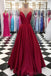 Einfache Dunkel Rot A-line Lange Abend Prom Kleider, Billig Custom Party Prom Dresses, 18589