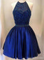 Vestidos de fiesta de regreso a casa con cuentas Royal Blue Beaded sin respaldo, CM0026