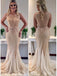 Sexy See Through Heavily Beaded Scoop Neckline Mermaid Long Evening Prom Dresses, Popular Cheap Long 2018 Party Prom Dresses, 17260