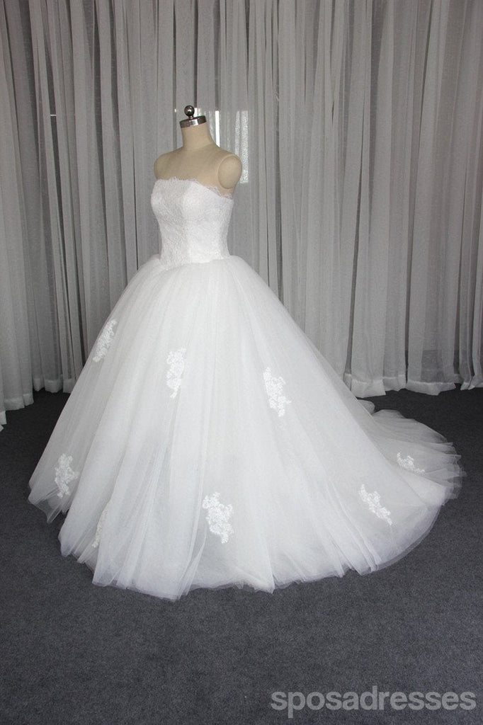 Trägerlos Ein Linientüll Hochzeitskleider, Kundenspezifisches Gemachtes Langes Hochzeitsabendkleid, Preiswerte Hochzeitsabendkleider, WD200