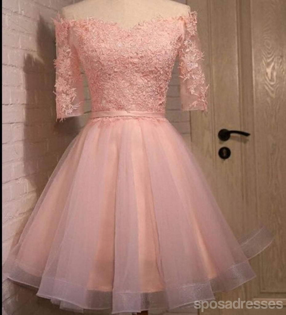 Vestidos de baile de finalistas cor-de-rosa de manga comprida, CM0006