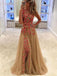 Sexy Side Slit Lace Scoop Neckline Long Evening Prom Dresses, Popular Cheap Long 2018 Party Prom Dresses, 17312