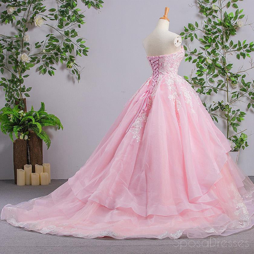 Querida rosa uma linha de renda barato noite vestidos de baile, doce 16 vestidos, vestidos Quinceanera, 17488