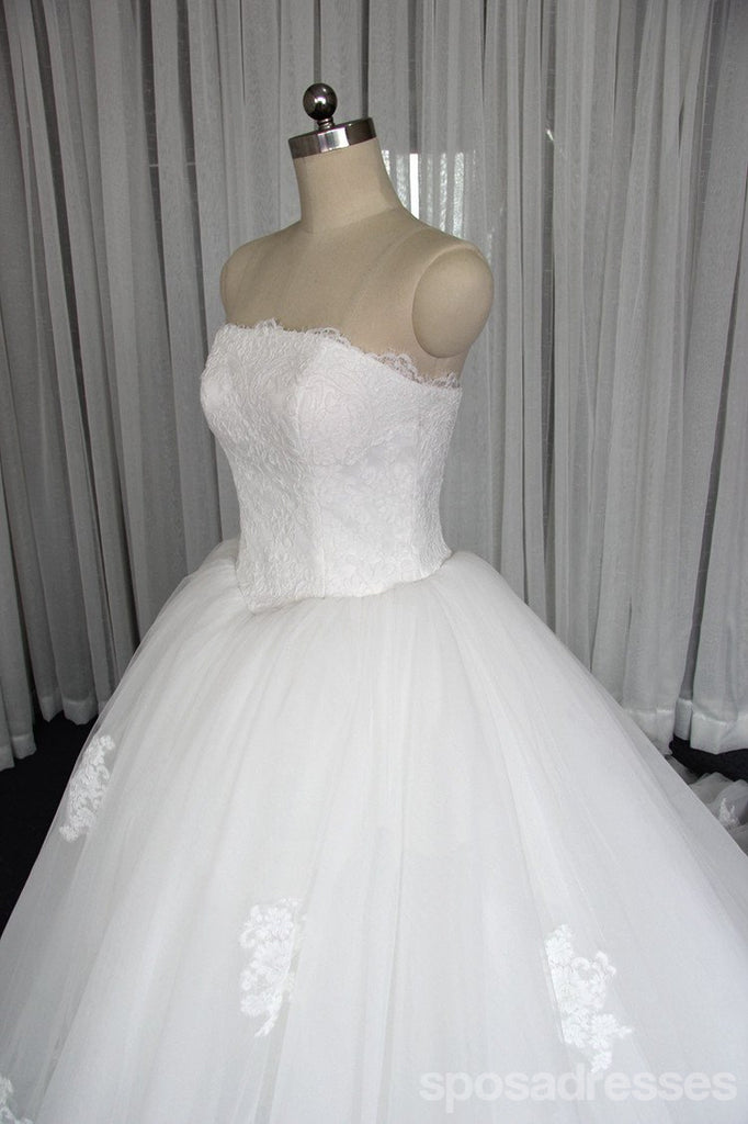 Trägerlos Ein Linientüll Hochzeitskleider, Kundenspezifisches Gemachtes Langes Hochzeitsabendkleid, Preiswerte Hochzeitsabendkleider, WD200