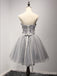 Graue Spitze Tüll kurze Schatz Homecoming Prom Kleider, Kurze Party Prom Kleider, Graduation Dresses, CM202