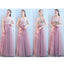 Tulle Pink Long Dépareillé Unique Robes de demoiselle d’honneur bon marché en ligne, WG512