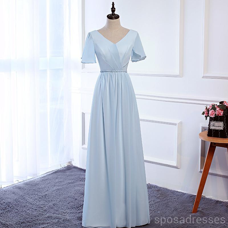 Baratos até o chão azul pálido comprimento incompatível Chiffon dama de honra vestidos on-line, WG538