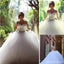 Gorgeous Illusion Long Sleeve Beaded Rhinestone Lace Up Ball Gown Wedding Dress, WD0200