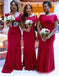 Simples Hot Pink Miscompatíveis Sereia Long Cheap Bridesmaid Vestidos Online, WG312