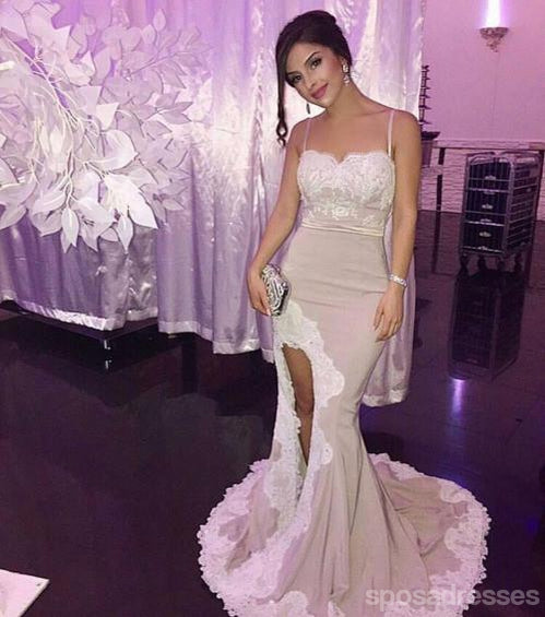 Sexy Slit Lace Mermaid Evening Prom Dresses, Long Party Prom Dress, Custom Long Prom Dresses, Cheap Formal Prom Dresses, 17077