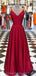 Simple Red Spaghetti Straps Long Evening Prom Dresses, Cheap Party Custom Prom Dresses, 18632