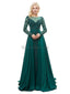 Esmeralda verde mangas compridas pesadamente frisada Prom Dresses, Evening Party Prom Dresses, 12051