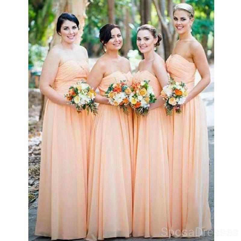 Sweetheart Peach Chiffon Cheap Long Cheap Bridesmaid Dresses Online, WG620