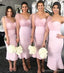 One Shoulder Pink Mermaid Short Cheap Bridesmaid Dresses Online, WG654