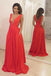 Sexy V Neck Dark Red Mermaid Long Evening Prom Dresses, 17657