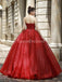 Sweetheart Sparkly Red Ball Gown Evening Prom Dresses, Evening Party Prom Dresses, 12263