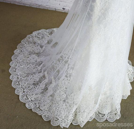 Lace Correias Decote em V Sereia Baratos Vestidos Para Casamento, WD397